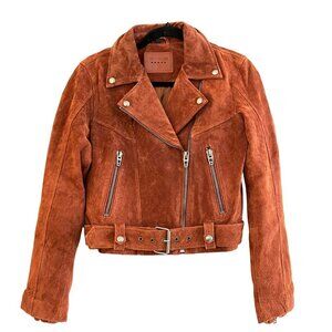 Blank NYC Suede Moto Jacket Chestnut Brown Size Small NWOT